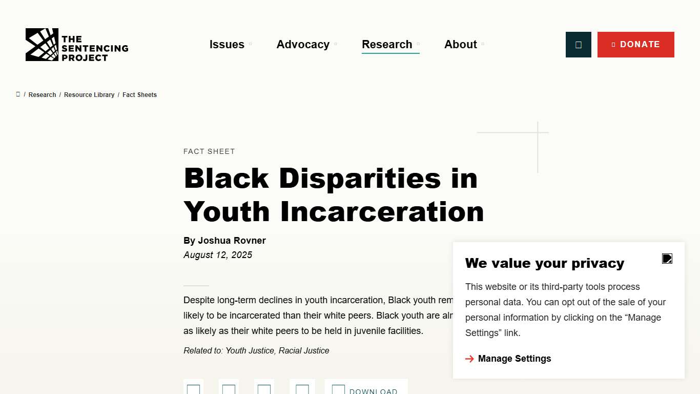 Black Disparities in Youth Incarceration – The Sentencing Project