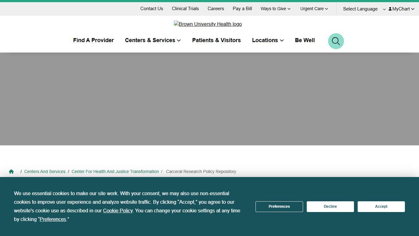 Carceral Research Policy Repository Brown Health